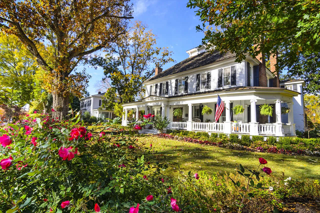Home with rose garden